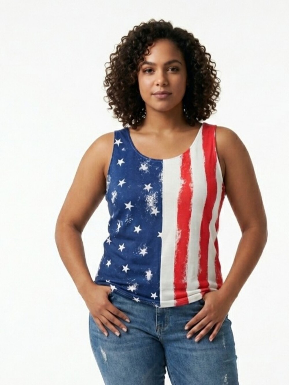 Patriotic Red, White, and Blue Women's Tank Top Size XL